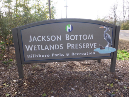 Entrance sign at Jackson Bottom Wetlands Preserve – Hillsboro Park & Recreation